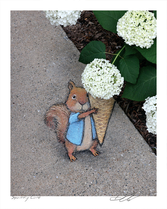 "Squirrely Cone" print