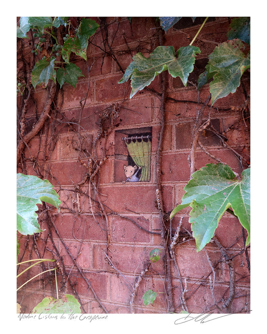 "Nadine Listens to the Grapevine" print