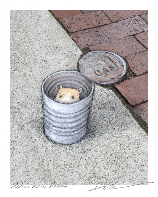 "Reduce, Reuse, Retreat" print