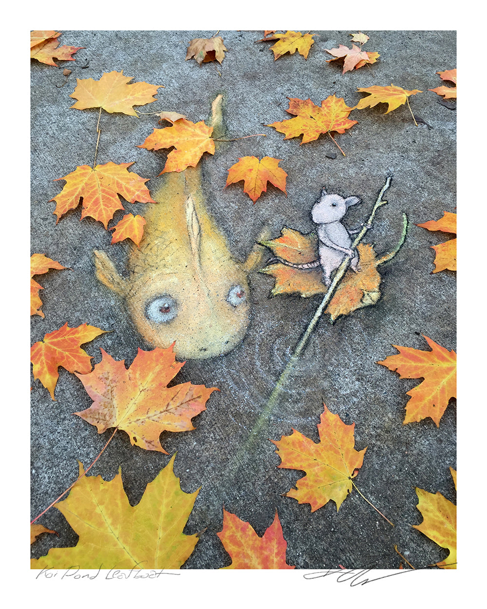 "Koi Pond Leafboat" print